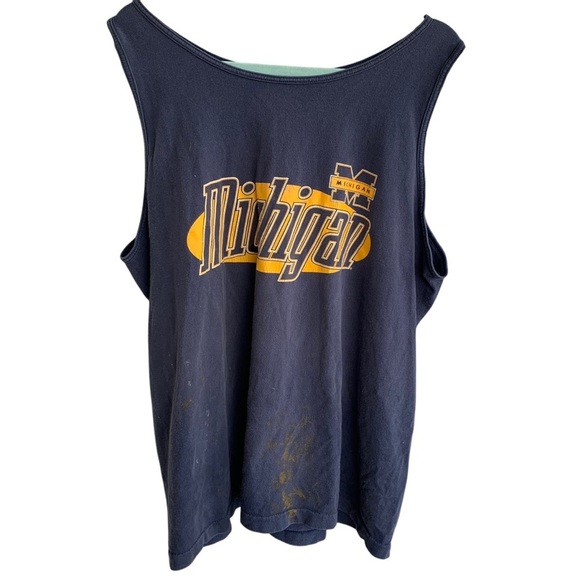 Vintage Tank Top Tee Shirt Michigan Wolverines Mens Adult Size XL 90s Thrashed - Picture 1 of 7